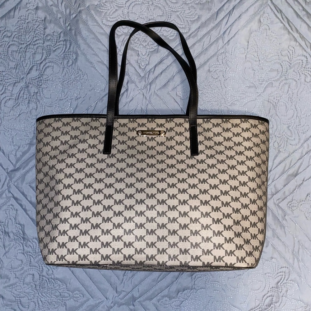 Michael Kors black and gray monogram tote